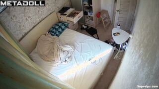 Naked Russian girl masturbates on her bed