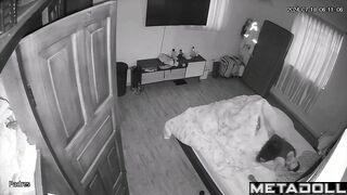 Amazing newly married couple having sex brutally in their bed spy cam