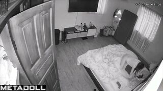 Amazing newly married couple having sex brutally in their bed spy cam