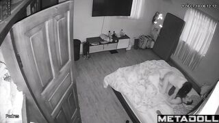 Amazing newly married couple having sex brutally in their bed spy cam