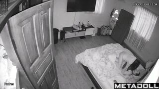 Amazing newly married couple having sex brutally in their bed spy cam