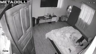 Amazing newly married couple having sex brutally in their bed spy cam