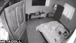 Amazing newly married couple having sex brutally in their bed spy cam
