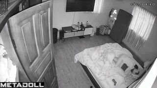 Amazing newly married couple having sex brutally in their bed spy cam