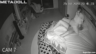 Chubby brunette woman rides her husband