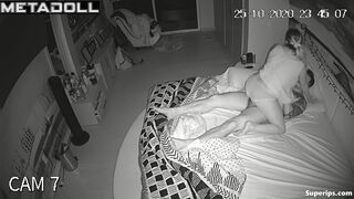 Chubby brunette woman rides her husband