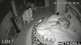 Chubby brunette woman rides her husband