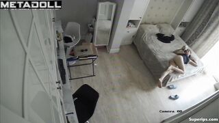 European teenage girl watching porn in lingerie
