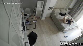 European teenage girl watching porn in lingerie