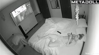 Latina busty girl masturbates watching porn