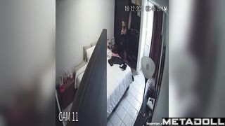 Cute blonde girl gets dressed in her room