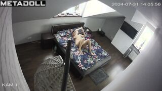 Sweet brunette step-mom fingers to orgasm hidden IP cam