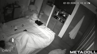 Busty brunette girl has a video sex call