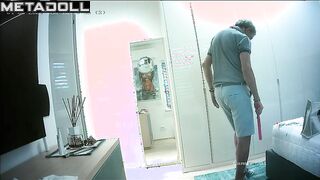 Busty Portuguese brunette pornstar changes her dirty panties alone