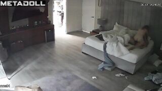 Irish young lovers having sex on the couch voyeur cam