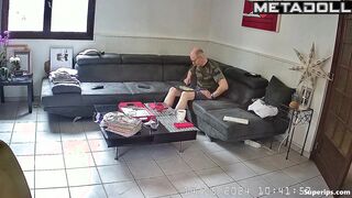 Mature German couple fuck on the couch