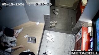 Korean college couple kissing