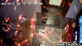 Korean college couple kissing