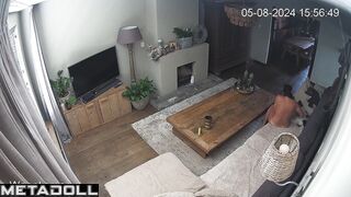 Married couple having sex on the couch hidden IP cam