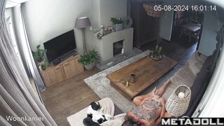 Married couple having sex on the couch hidden IP cam