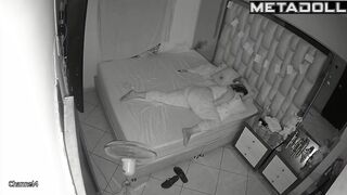Mature brunette wife is masturbating against the wall real spy cam