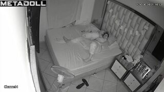Mature brunette wife is masturbating against the wall real spy cam