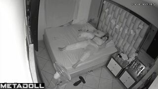 Mature brunette wife is masturbating against the wall real spy cam