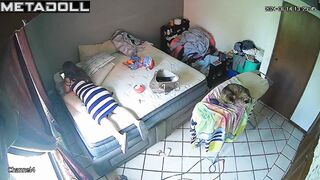 Skinny British brunette aunt masturbates while thinking about giantess porn