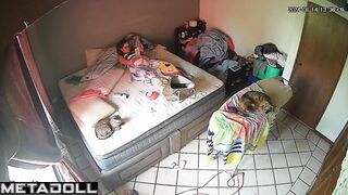 Skinny British brunette aunt masturbates while thinking about giantess porn
