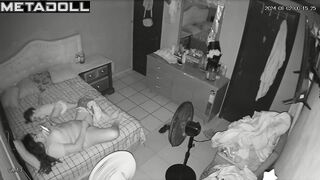 Naughty naked brunette mom fingers her pussy while watching porn voyeur IP cam