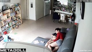 Korean woman is masturbated on the sofa