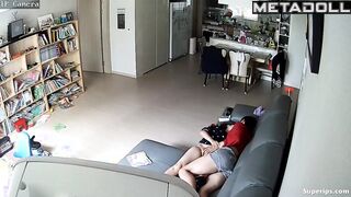 Korean woman is masturbated on the sofa