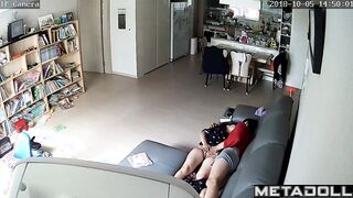 Korean woman is masturbated on the sofa