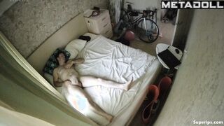 Horny college couple fucks in their bed