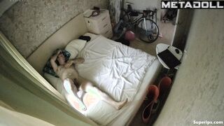 Horny college couple fucks in their bed