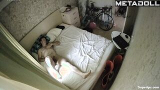 Horny college couple fucks in their bed