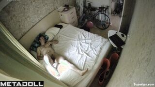 Horny college couple fucks in their bed