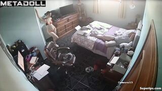 Naughty girl gets dressed in front of her husband
