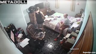 Naughty girl gets dressed in front of her husband