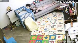 Young Korean mom masturbates watching porn