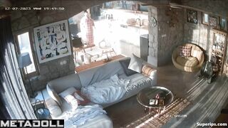 Mature German couple fucks in their living room