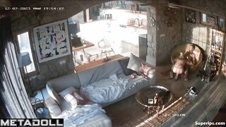 Mature German couple fucks in their living room