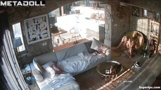 Mature German couple fucks in their living room