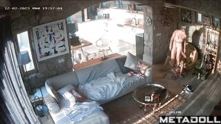Mature German couple fucks in their living room