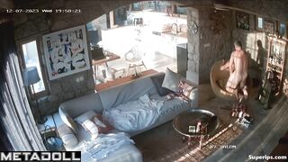 Mature German couple fucks in their living room