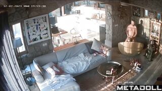 Mature German couple fucks in their living room