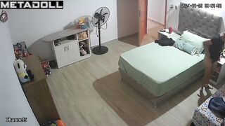 Horny American brunette teacher with small tits in dirty panties