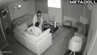 Naughty naked French brunette woman fucks a stranger voyeur cam