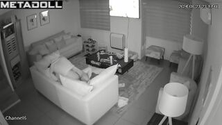 Naughty naked French brunette woman fucks a stranger voyeur cam