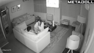 Naughty naked French brunette woman fucks a stranger voyeur cam